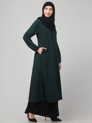 Two-peice abaya Dress with Elasticated Sleeves made with Nida Matte Fabric  3