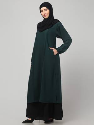 Two-peice abaya Dress with Elasticated Sleeves made with Nida Matte Fabric  4