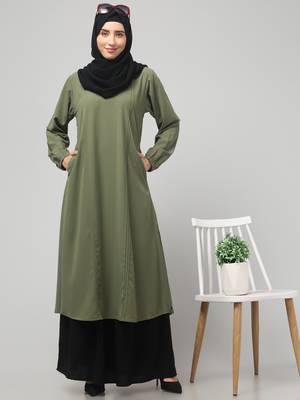 Two-piece abaya Dress with Elasticated Sleeves, 1