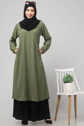 Two-piece abaya Dress with Elasticated Sleeves,