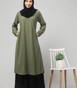 Two-piece abaya Dress with Elasticated Sleeves,