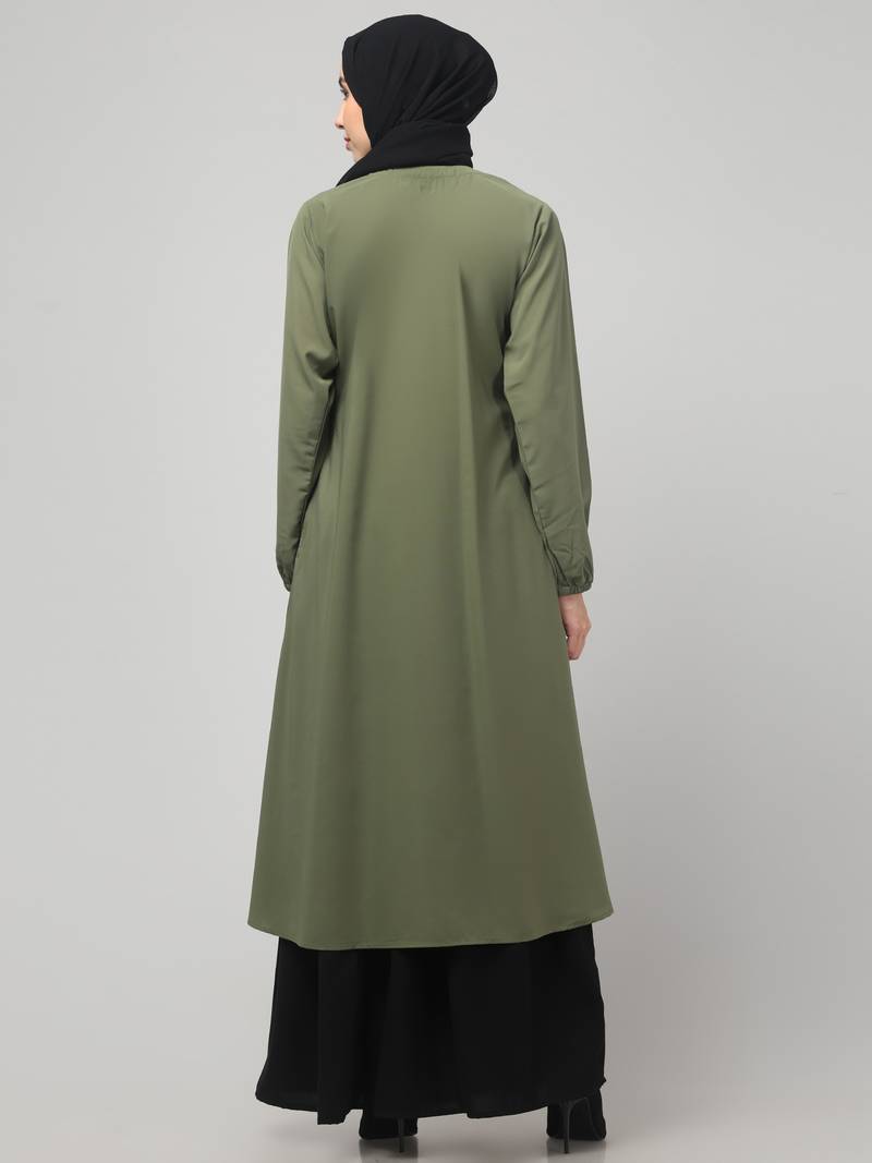Two-piece abaya Dress with Elasticated Sleeves,