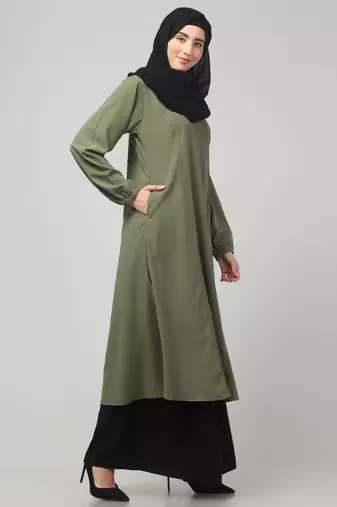 Two-piece abaya Dress with Elasticated Sleeves,