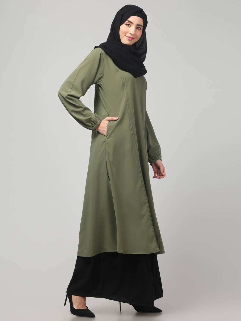 Two-piece abaya Dress with Elasticated Sleeves,