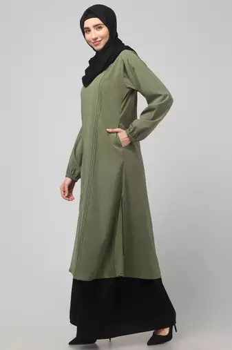 Two-piece abaya Dress with Elasticated Sleeves,