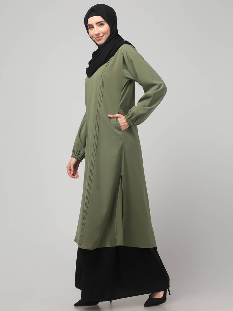 Two-piece abaya Dress with Elasticated Sleeves,