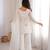 White Crunchy Silk Straight Kurta Bell Bottom Pant Set with Jari & Sequence Embroidery