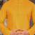 Yellow cotton kurta with pattern work and fancy button