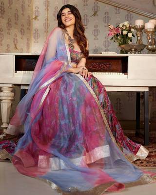 Floral printed semi-stitched cotton lehenga & unstitched blouse with dupatta 2