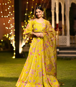  Semi stitched Lehenga Choli With Unstitched Blouse & Orgenza Dupatta