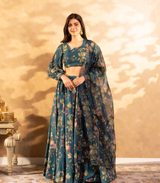 semi stitched lehenga choli with unstitched blouse & orgenza dupatta