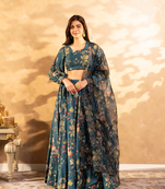 semi stitched lehenga choli with unstitched blouse & orgenza dupatta