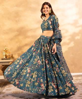 semi stitched lehenga choli with unstitched blouse & orgenza dupatta 2