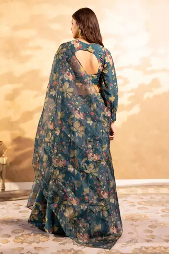 semi stitched lehenga choli with unstitched blouse & orgenza dupatta