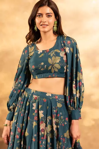semi stitched lehenga choli with unstitched blouse & orgenza dupatta