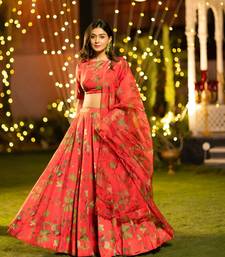 semi stitched lehenga choli with unstitched blouse & orgenza dupatta