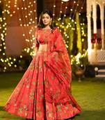 semi stitched lehenga choli with unstitched blouse & orgenza dupatta