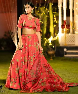 semi stitched lehenga choli with unstitched blouse & orgenza dupatta 2