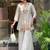 Off white silk heavy thread embroidery work kurta with palazzo