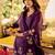 Purple chanderi silk heavy thread embroidery work kurta palazzo set