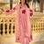 Pink cotton butti heavy thread embroidery work kurta pant set