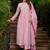 Pink chanderi silk heavy thread embroidery work kurta pant set