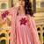 Pink cotton butti heavy thread embroidery work kurta pant set