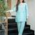 Sky blue simmer silk heavy thread embroidery, mirror with sequins work kurta with palazzo