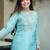 Sky blue simmer silk heavy thread embroidery, mirror with sequins work kurta with palazzo