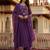 Purple chanderi silk heavy thread embroidery work kurta pant set