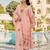 Pink chanderi silk heavy thread embroidery work kurta pant set