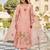 Pink chanderi silk heavy thread embroidery work kurta pant set