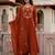 Rust chanderi silk heavy thread embroidery work kurta pant set