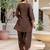 Coffee satin heavy thread embroidery sequins work kurta patiala pant set