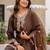 Coffee satin heavy thread embroidery sequins work kurta patiala pant set