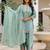 Pista satin heavy thread embroidery sequins work kurta patiala pant set