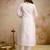 White roman heavy thread embroidery work kurta pant set