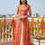 Printed rayon blend stitched flared/a-line gown (orange)
