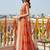 Printed rayon blend stitched flared/a-line gown (orange)