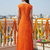 Printed rayon blend stitched flared/a-line gown (orange)