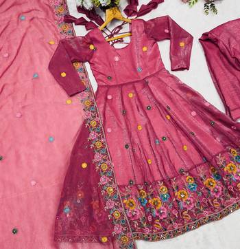 dusty rose embroidered crunchy silk party wear sharara set 5