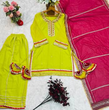 Parrot  chinon silk party wear embroidery sharara    suit set 6