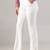 Women solid white regular fit mid-rise flat front trousers