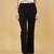 Women solid black regular fit mid-rise flat front trousers