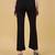 Women solid black regular fit mid-rise flat front trousers
