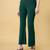 Women solid green regular fit mid-rise flat front trousers