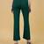 Women solid green regular fit mid-rise flat front trousers
