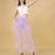 Women solid lavender regular fit mid-rise flat front trousers