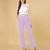 Women solid lavender regular fit mid-rise flat front trousers