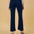 Women solid navy blue regular fit mid-rise flat front trousers